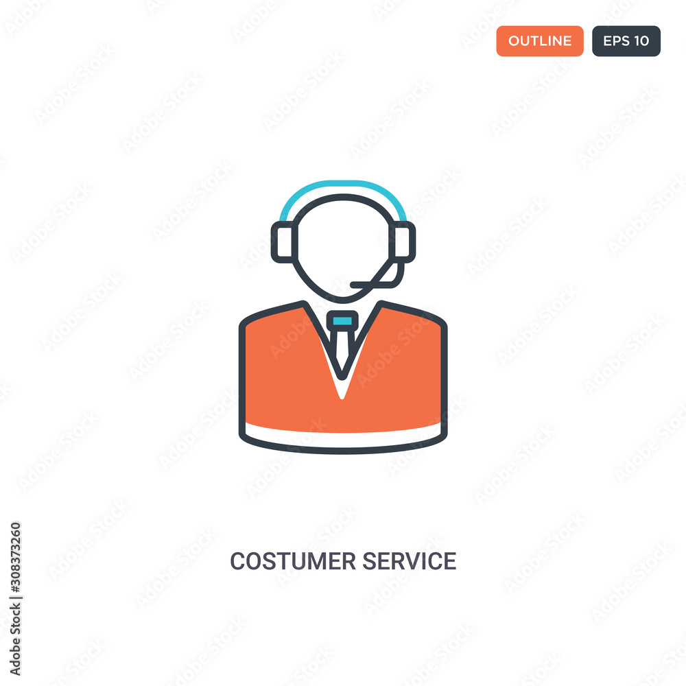 2 color Costumer service concept line vector icon. isolated two colored Costumer service outline icon with blue and red colors can be use for web, mobile. Stroke line eps 10.