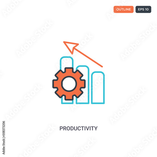 2 color Productivity concept line vector icon. isolated two colored Productivity outline icon with blue and red colors can be use for web, mobile. Stroke line eps 10.