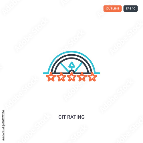 2 color cit rating concept line vector icon. isolated two colored cit rating outline icon with blue and red colors can be use for web, mobile. Stroke line eps 10.