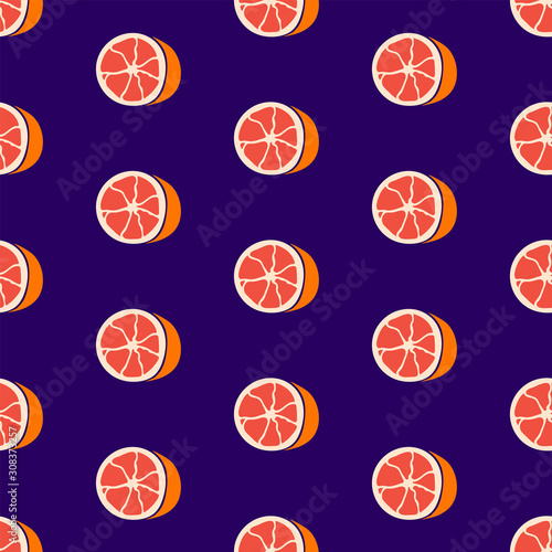Hand drawn seamless pattern with grapefruits. Vector illustration. EPS 10