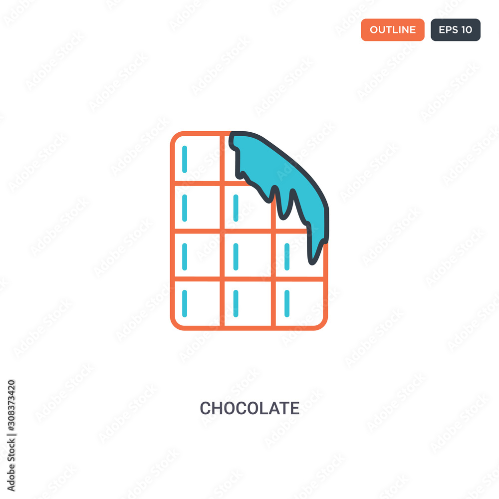 2 color Chocolate concept line vector icon. isolated two colored Chocolate outline icon with blue and red colors can be use for web, mobile. Stroke line eps 10.