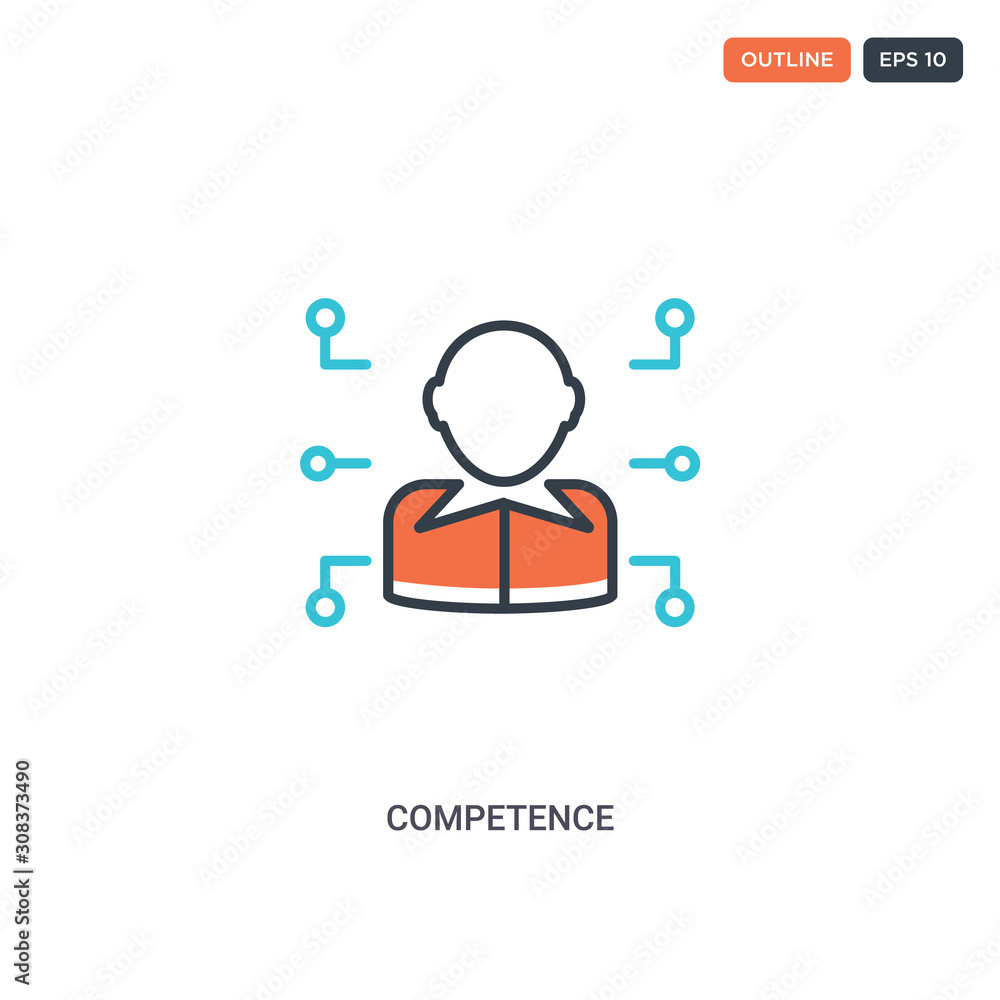 2 color competence concept line vector icon. isolated two colored competence outline icon with blue and red colors can be use for web, mobile. Stroke line eps 10.