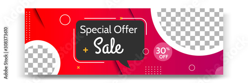 Abstract gradient modern geometric banner template design in red, black, white color. Suitable for advertising and promotion in social media post, blog, web, cover, header. Vector Illustration. 