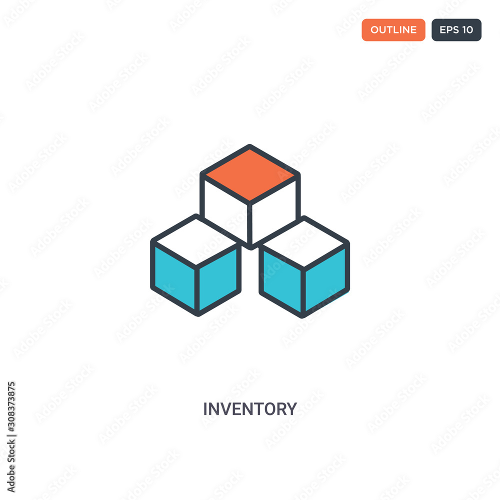 2 color inventory concept line vector icon. isolated two colored inventory outline icon with blue and red colors can be use for web, mobile. Stroke line eps 10.