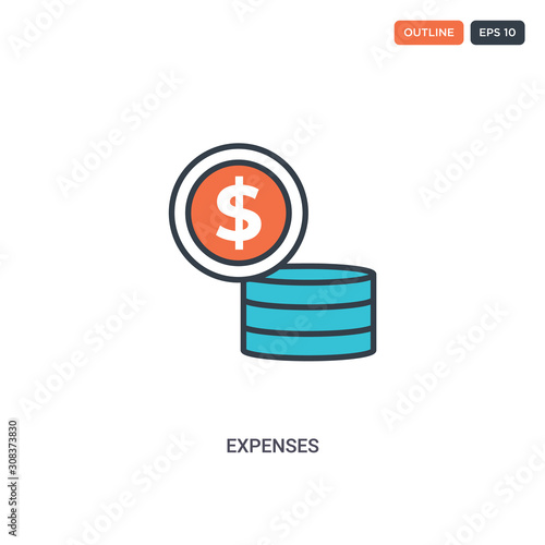 2 color Expenses concept line vector icon. isolated two colored Expenses outline icon with blue and red colors can be use for web, mobile. Stroke line eps 10.