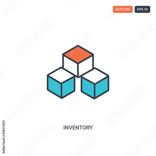 2 color inventory concept line vector icon. isolated two colored inventory outline icon with blue and red colors can be use for web, mobile. Stroke line eps 10.
