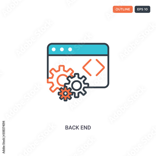 2 color Back End concept line vector icon. isolated two colored Back End outline icon with blue and red colors can be use for web, mobile. Stroke line eps 10.