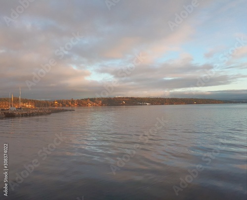 sunset over the Oslofjord - Lysaker  photo