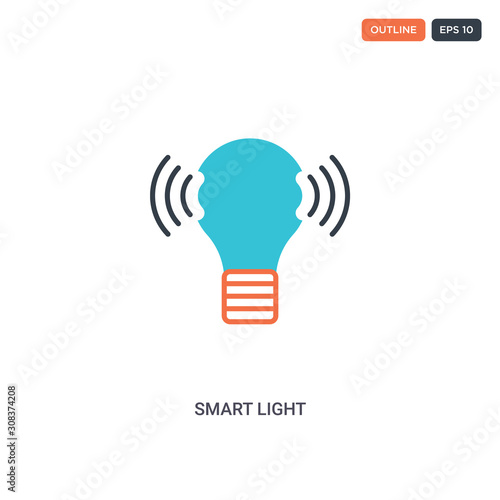 2 color Smart light concept line vector icon. isolated two colored Smart light outline icon with blue and red colors can be use for web, mobile. Stroke line eps 10.