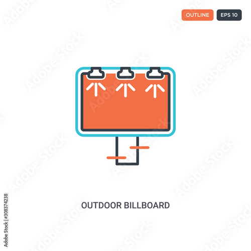 2 color outdoor billboard concept line vector icon. isolated two colored outdoor billboard outline icon with blue and red colors can be use for web, mobile. Stroke line eps 10. photo