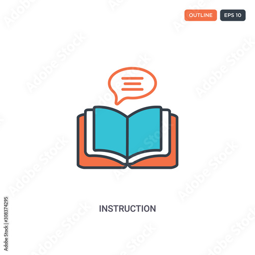 2 color instruction concept line vector icon. isolated two colored instruction outline icon with blue and red colors can be use for web, mobile. Stroke line eps 10.