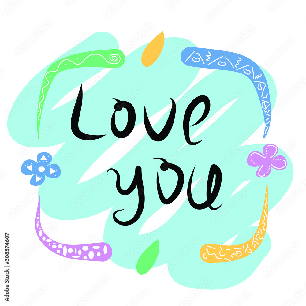 Naklejka premium Love you simple color elements style