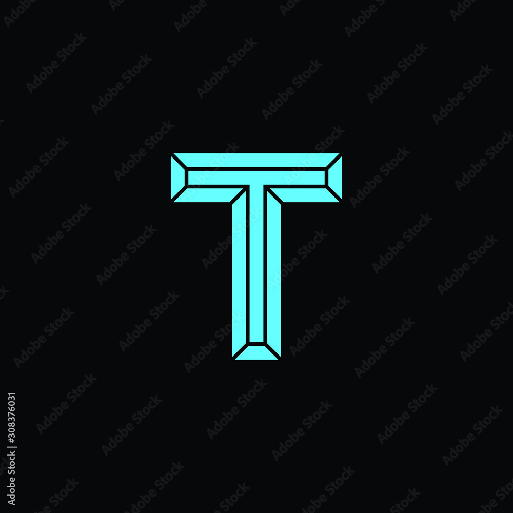 Simple ice block T Initial / Letter T modern logo design with blue ice color Simple ice block T Initial / Letter T modern logo design with blue ice color