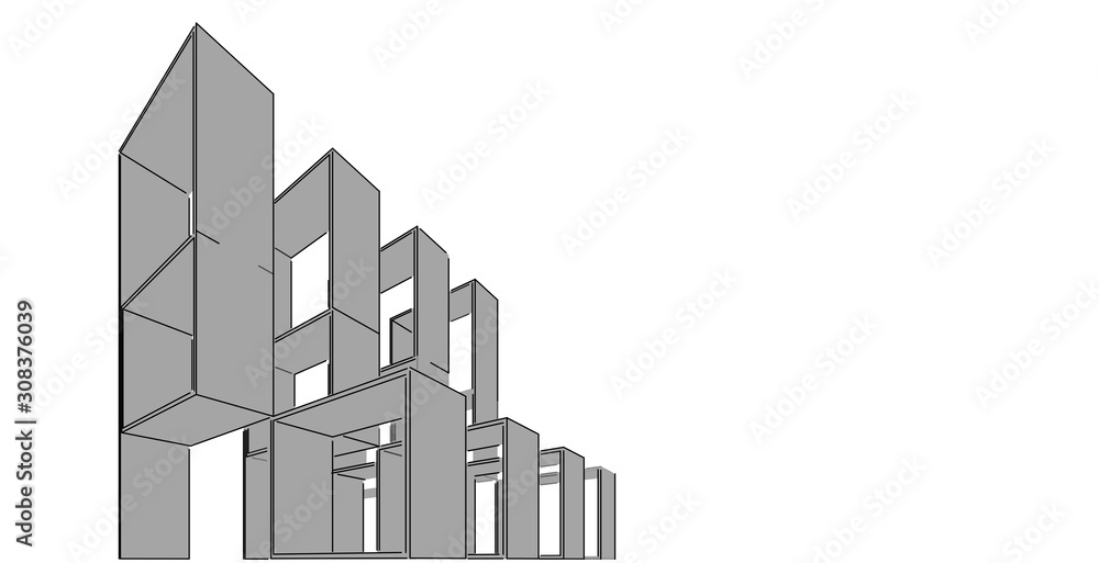 Abstract construction sculpture , 3D architectural illustration. Abstract construction sculpture , 3D architectural illustration.