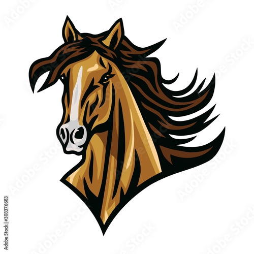 Horse Mustang Head Logo Cartoon Vector Esport Mascot Design Illustration