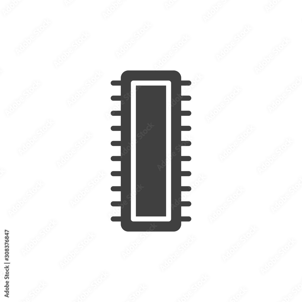 Computer chip vector icon. Microchip filled flat sign for mobile concept and web design. CPU, Processor glyph icon. Symbol, logo illustration. Vector graphics