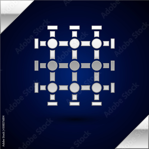 Silver Prison window icon isolated on dark blue background. Vector Illustration