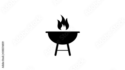 Grill Icon   Illustration In Flat Style