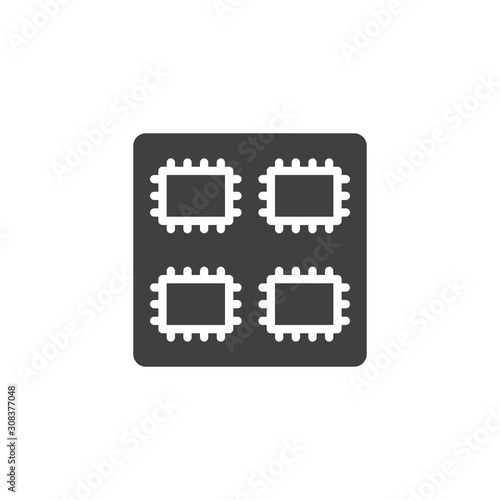 CPU Hardware vector icon. Microchip filled flat sign for mobile concept and web design. Hardware, chip, processor glyph icon. Symbol, logo illustration. Vector graphics