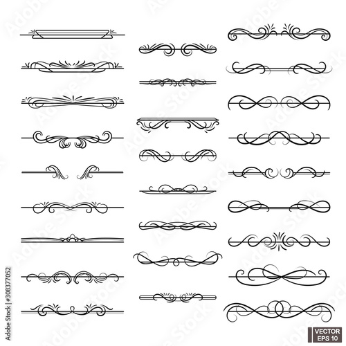 Set of decorative swirls dividers. Ornamental decorative elements.