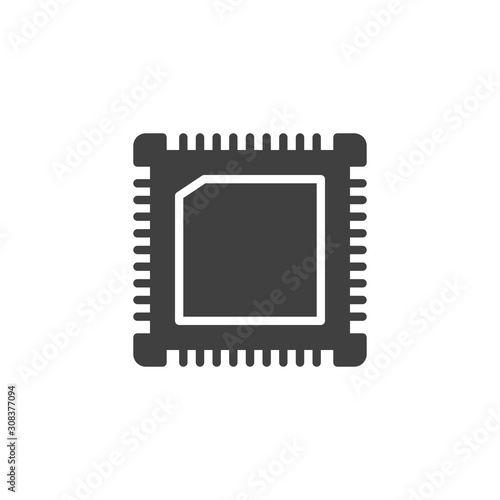 CPU chip vector icon. Microchip filled flat sign for mobile concept and web design. Computer Processor glyph icon. Symbol, logo illustration. Vector graphics