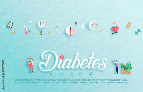 Diabetes patient treatment Concept. Blood glucose testing meter. Diabetes type 2 and insulin production. Suitable For Wallpaper, Banner, Background, Card, Book, And Landing Page.Vector Illustration
