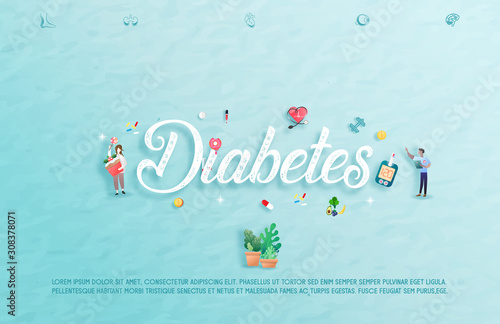 Diabetes patient treatment Concept. Blood glucose testing meter. Diabetes type 2 and insulin production. Suitable For Wallpaper, Banner, Background, Card, Book, And Landing Page.Vector Illustration