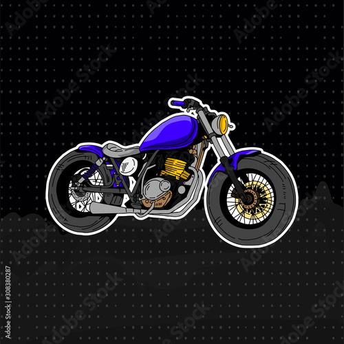 Classic Motocycle in blue and dark background