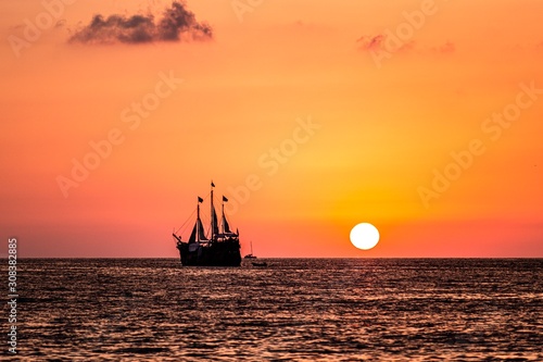 ship at sunset