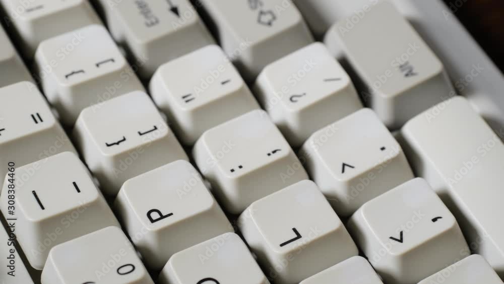 Finger presses P button on keyboard Finger presses P button on keyboard