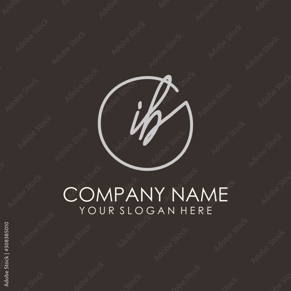 IB initials signature logo. Handwritten vector logo template connected to a circle. Hand drawn Calligraphy lettering Vector illustration. IB initials signature logo. Handwritten vector logo template connected to a circle. Hand drawn Calligraphy lettering Vector illustration.