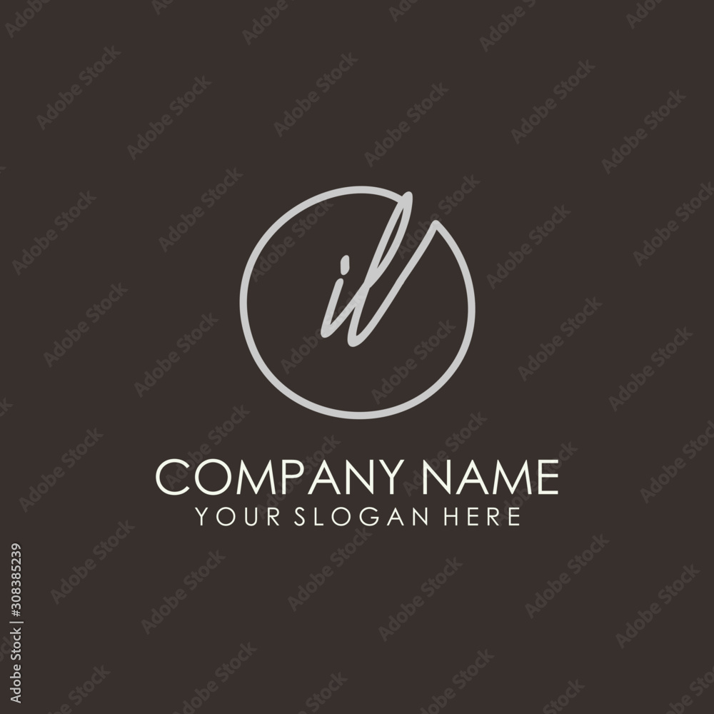 IL initials signature logo. Handwritten vector logo template connected to a circle. Hand drawn Calligraphy lettering Vector illustration. IL initials signature logo. Handwritten vector logo template connected to a circle. Hand drawn Calligraphy lettering Vector illustration.