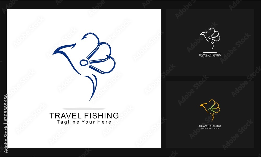 travel fishing concept design business logo