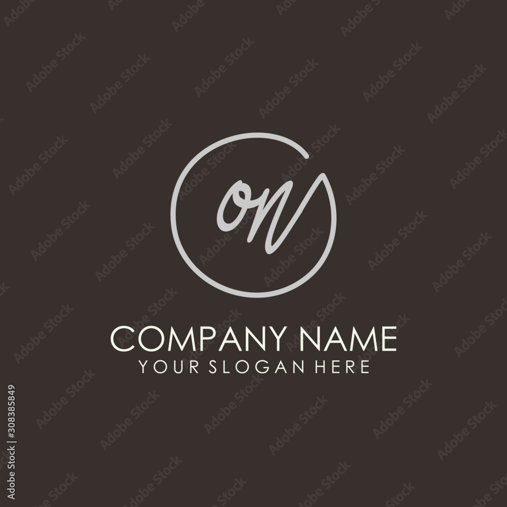 ON initials signature logo. Handwritten vector logo template connected to a circle. Hand drawn Calligraphy lettering Vector illustration. ON initials signature logo. Handwritten vector logo template connected to a circle. Hand drawn Calligraphy lettering Vector illustration.