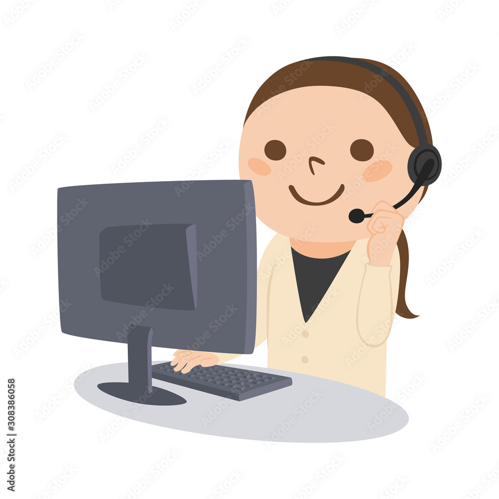 職業のイラスト 女性の電話オペレーター ヘッドセットを付けて仕事をしている女性 Stock Vector Adobe Stock 職業のイラスト 女性の電話オペレーター ヘッドセットを付けて仕事をしている女性 Stock Vector Adobe Stock