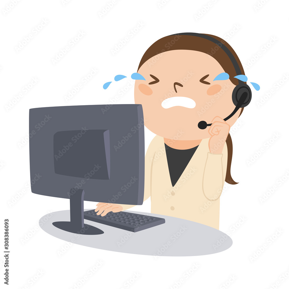 職業のイラスト 女性の電話オペレーター 涙を流して泣いている女性 Vector De Stock Adobe Stock 職業のイラスト 女性の電話オペレーター 涙を流して泣いている女性 Vector De Stock Adobe Stock
