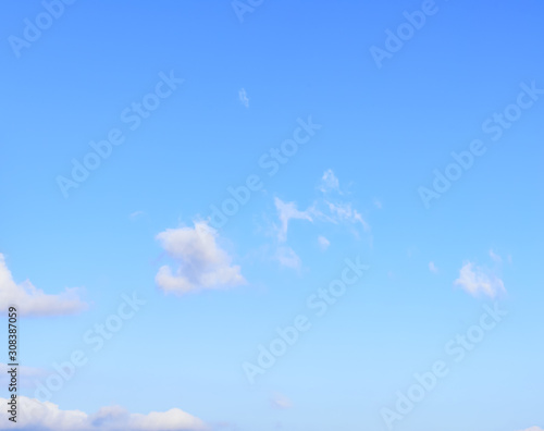 Puffy clouds against blue sky wallpaper background