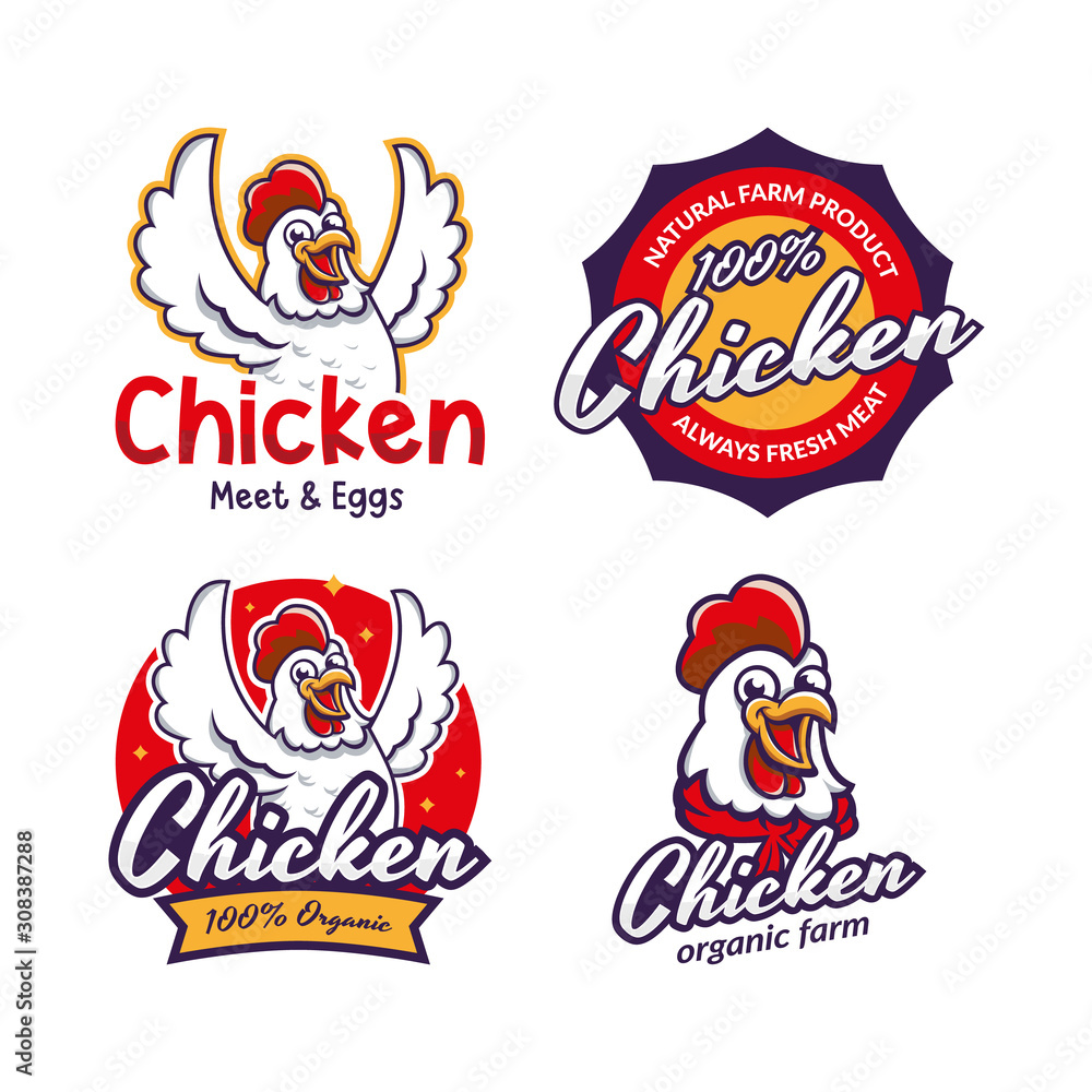 Set of Fried chicken restaurant logo template
