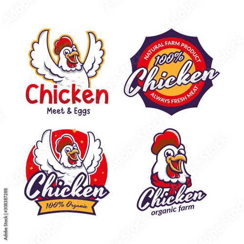 Set of Fried chicken restaurant logo template