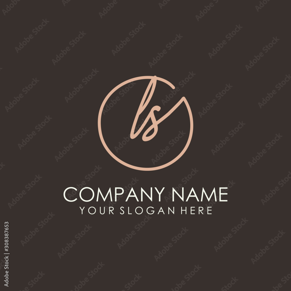 LS initials signature logo. Handwritten vector logo template connected to a circle. Hand drawn Calligraphy lettering Vector illustration. LS initials signature logo. Handwritten vector logo template connected to a circle. Hand drawn Calligraphy lettering Vector illustration.