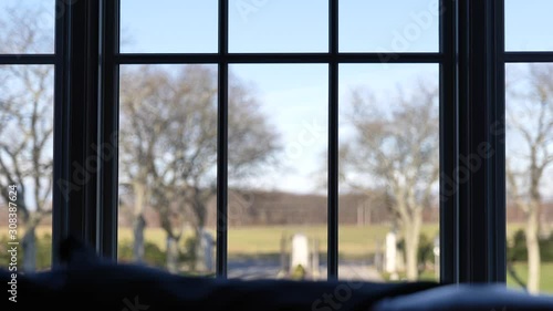 Slider move along large window outside view day light 