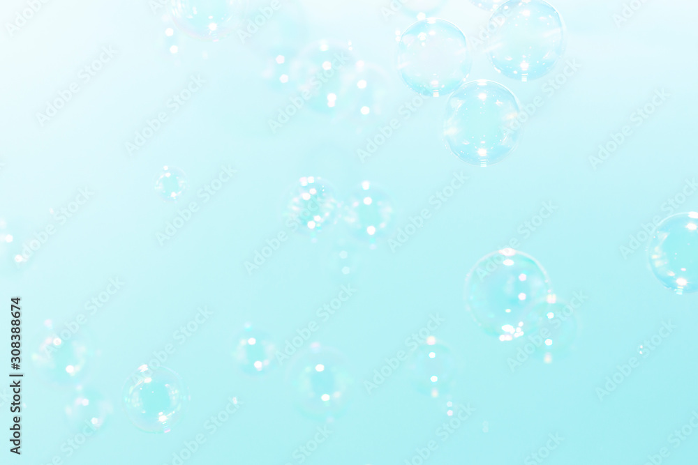 Bright of soap bubbles float in the air
