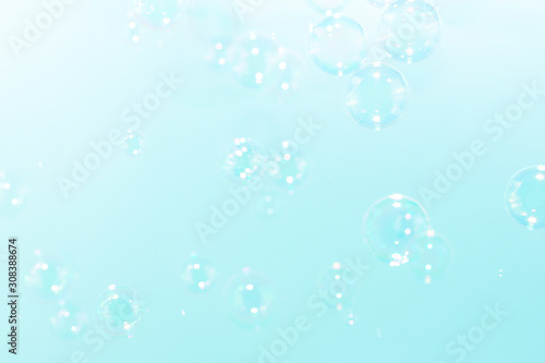 Bright of soap bubbles float in the air