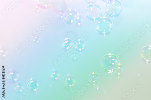 Beautiful colorful of soap bubbles background.