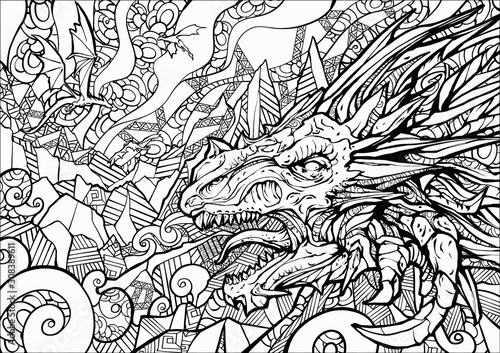 The head of a snarling dragon