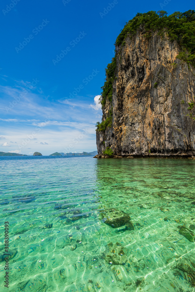 Pristine water in El Nido, Palawan, Philippines.  Nature and Tourism.