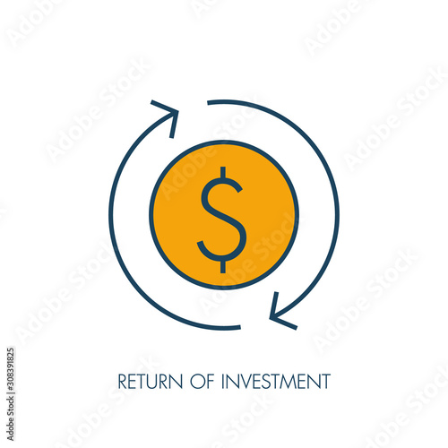 Return of Investment Line Icon on white background