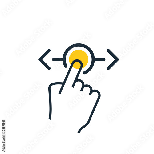 hand swipe icon in line style on white