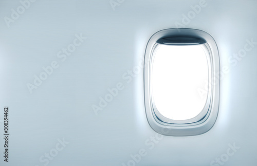 Blank airplane porthole photo