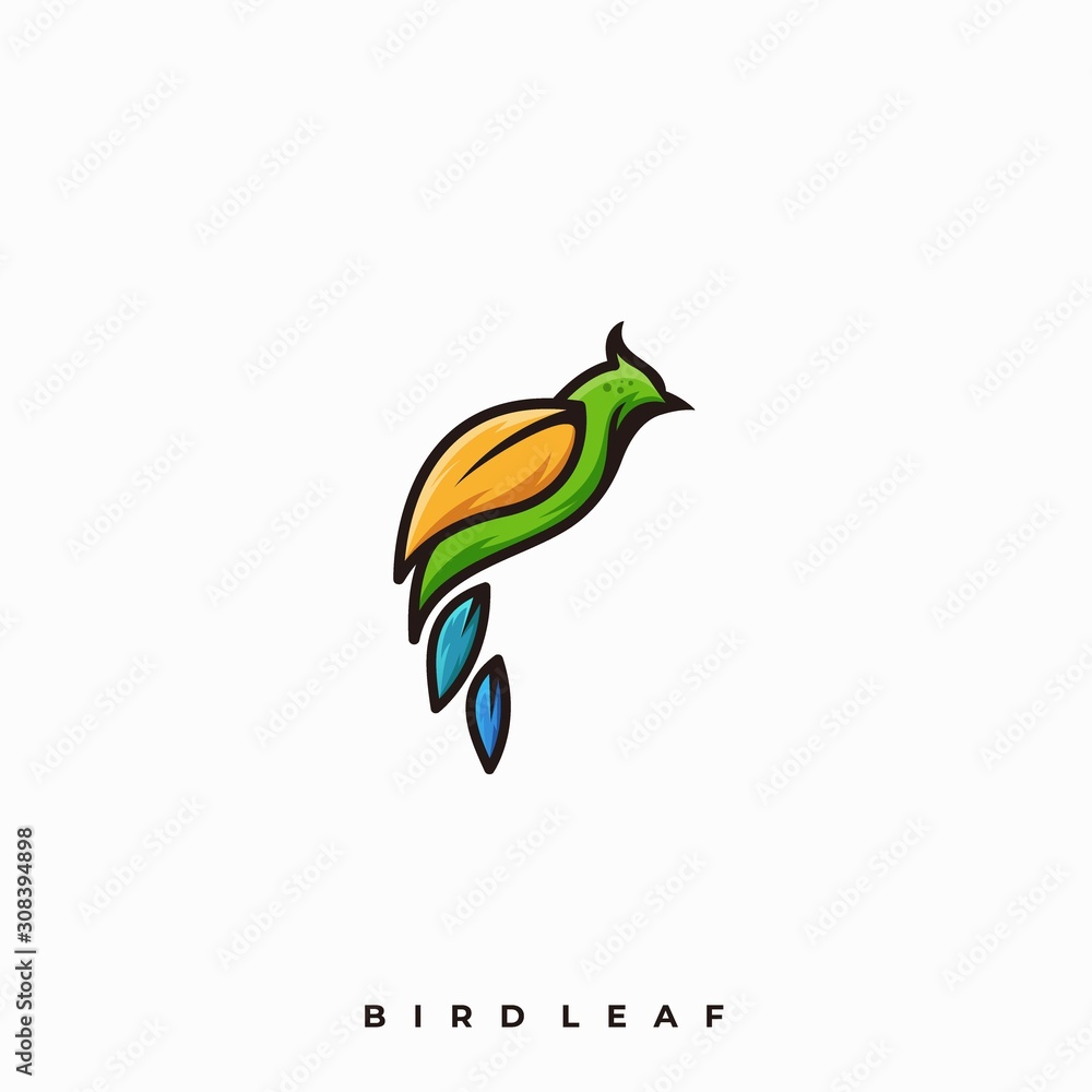 Fototapeta premium Bird Leaf Illustration Vector Template